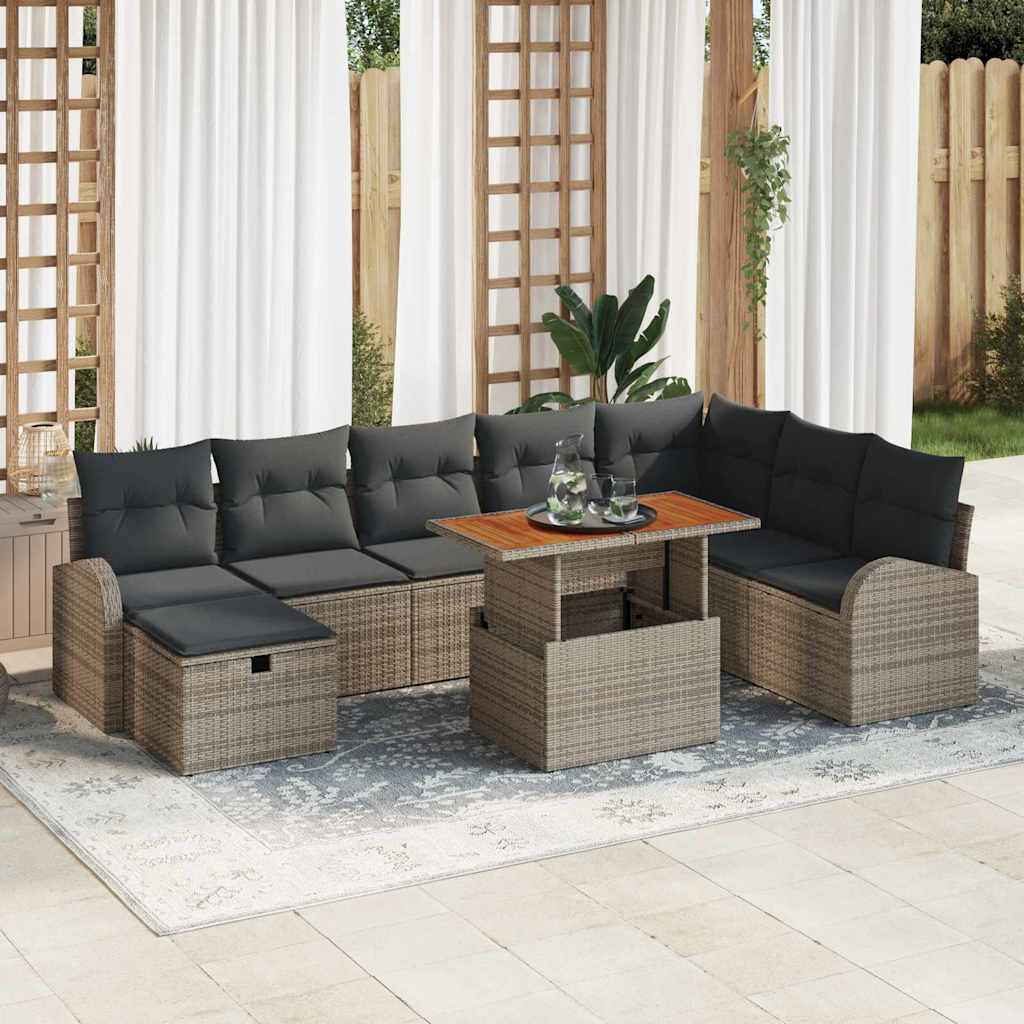 Tuin Sofa Set 9 pcs Grijs poly rattan is nu te koop bij PeponiXL, paradijselijk wonen!