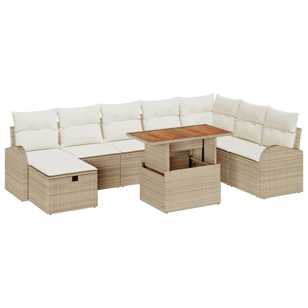 Tuin Sofa Set 9 pcs Beige poly rattan is nu te koop bij PeponiXL, paradijselijk wonen!