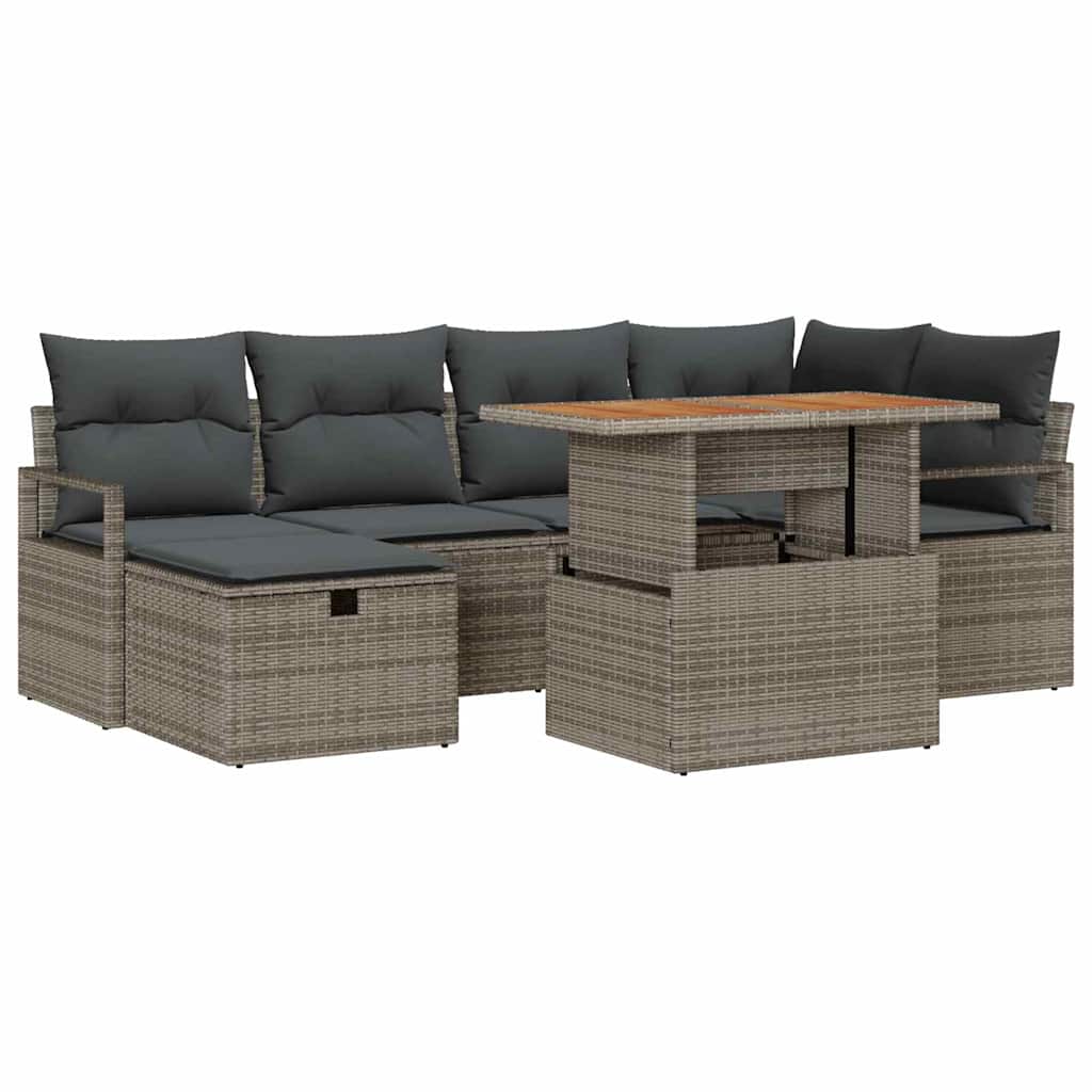 Tuin Sofa Set 7 pcs Grijs poly rattan is nu te koop bij PeponiXL, paradijselijk wonen!