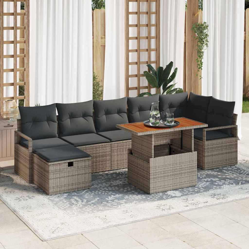 Tuin Sofa Set 8 pcs Grijs poly rattan is nu te koop bij PeponiXL, paradijselijk wonen!