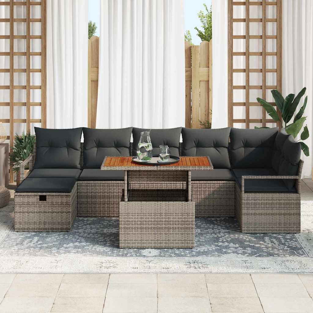 Tuin Sofa Set 8 pcs Grijs poly rattan is nu te koop bij PeponiXL, paradijselijk wonen!