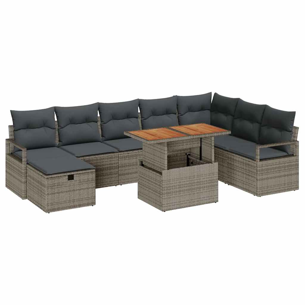 Tuin Sofa Set 9 pcs Grijs poly rattan is nu te koop bij PeponiXL, paradijselijk wonen!