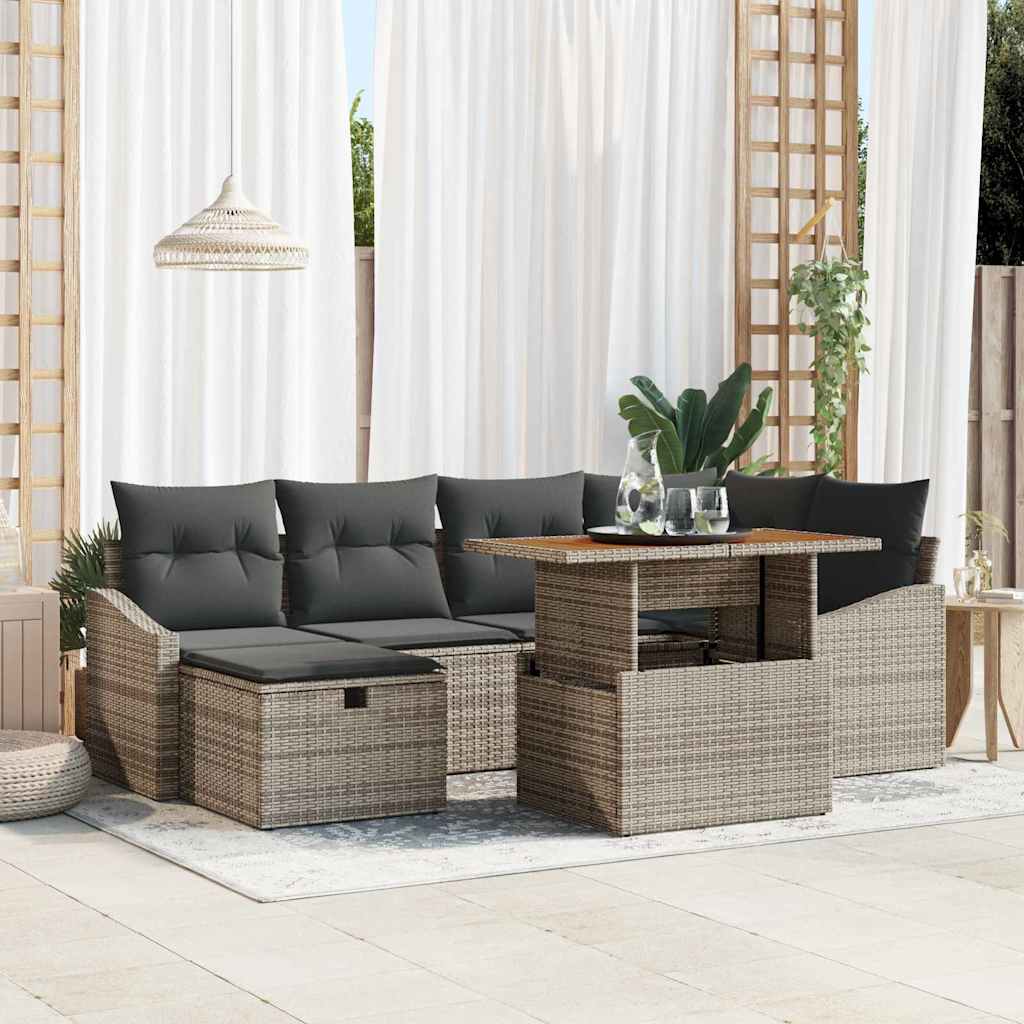Tuin Sofa Set 7 pcs Grijs poly rattan is nu te koop bij PeponiXL, paradijselijk wonen!