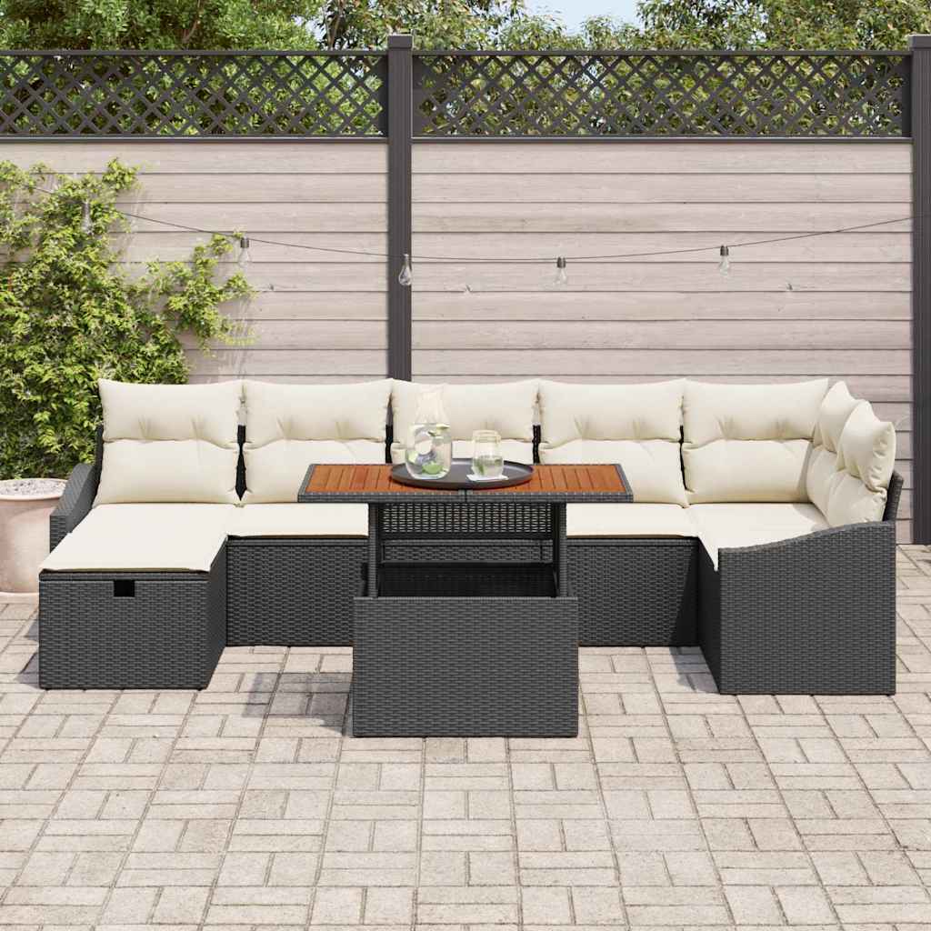 Tuin Sofa Set 8 pcs Zwart poly rattan is nu te koop bij PeponiXL, paradijselijk wonen!