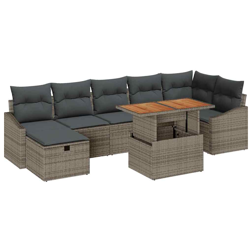 Tuin Sofa Set 8 pcs Grijs poly rattan is nu te koop bij PeponiXL, paradijselijk wonen!