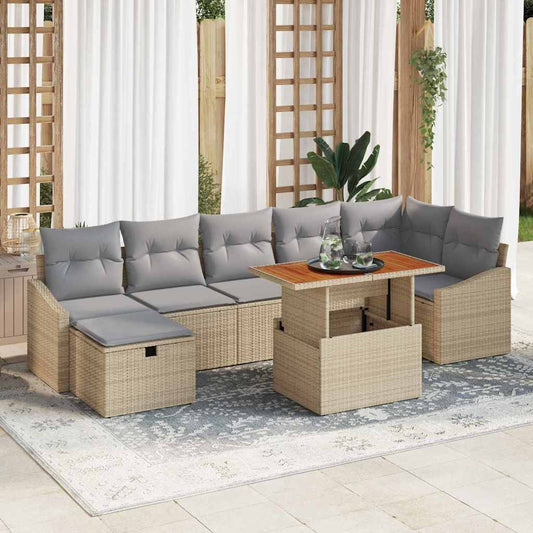Tuin Sofa Set 8 st Beige poly rattan is nu te koop bij PeponiXL, paradijselijk wonen!