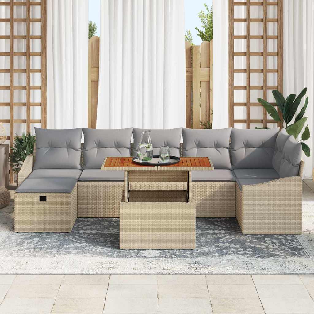 Tuin Sofa Set 8 st Beige poly rattan