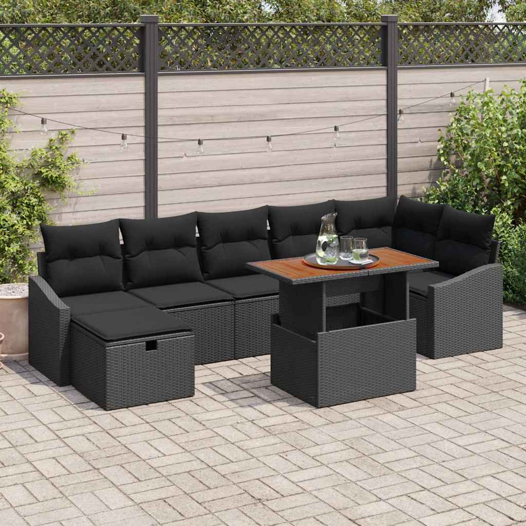 Tuin Sofa Set 8 pcs Zwart poly rattan is nu te koop bij PeponiXL, paradijselijk wonen!