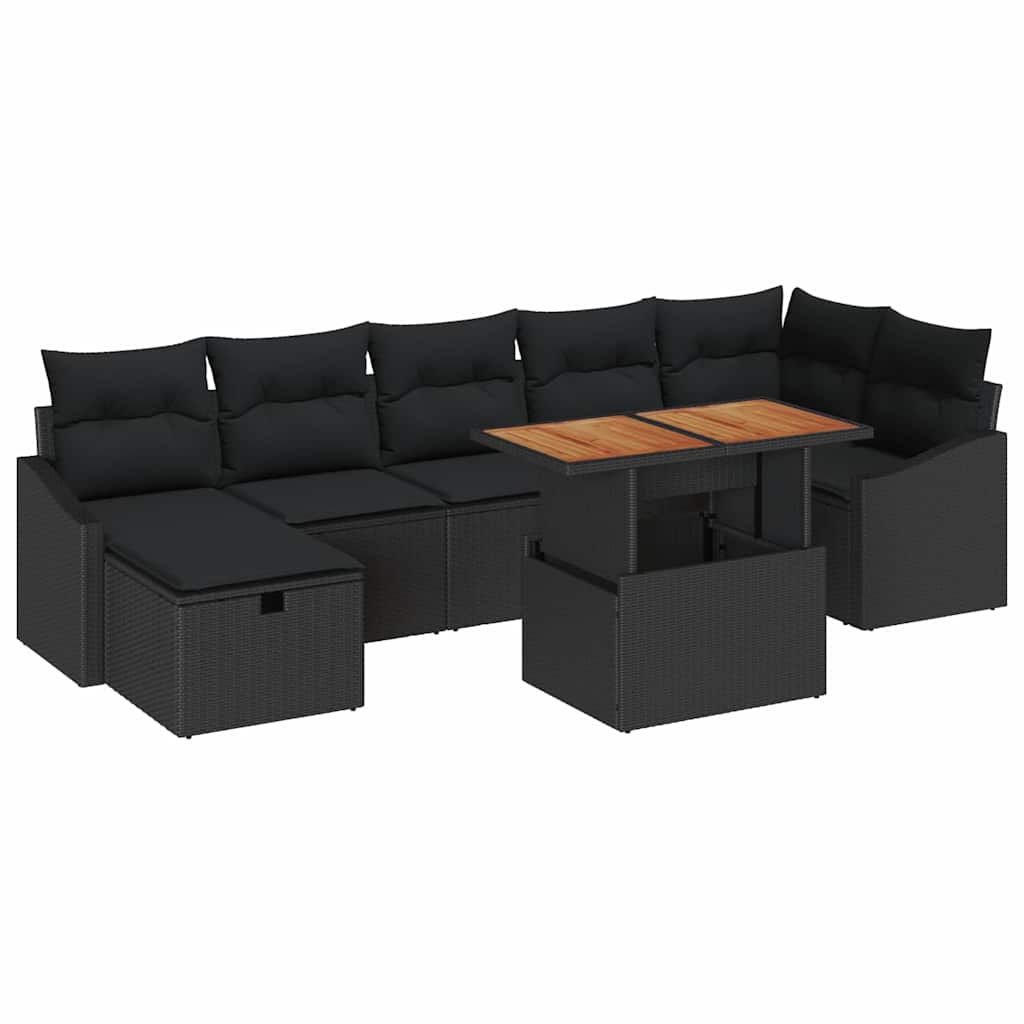 Tuin Sofa Set 8 pcs Zwart poly rattan is nu te koop bij PeponiXL, paradijselijk wonen!