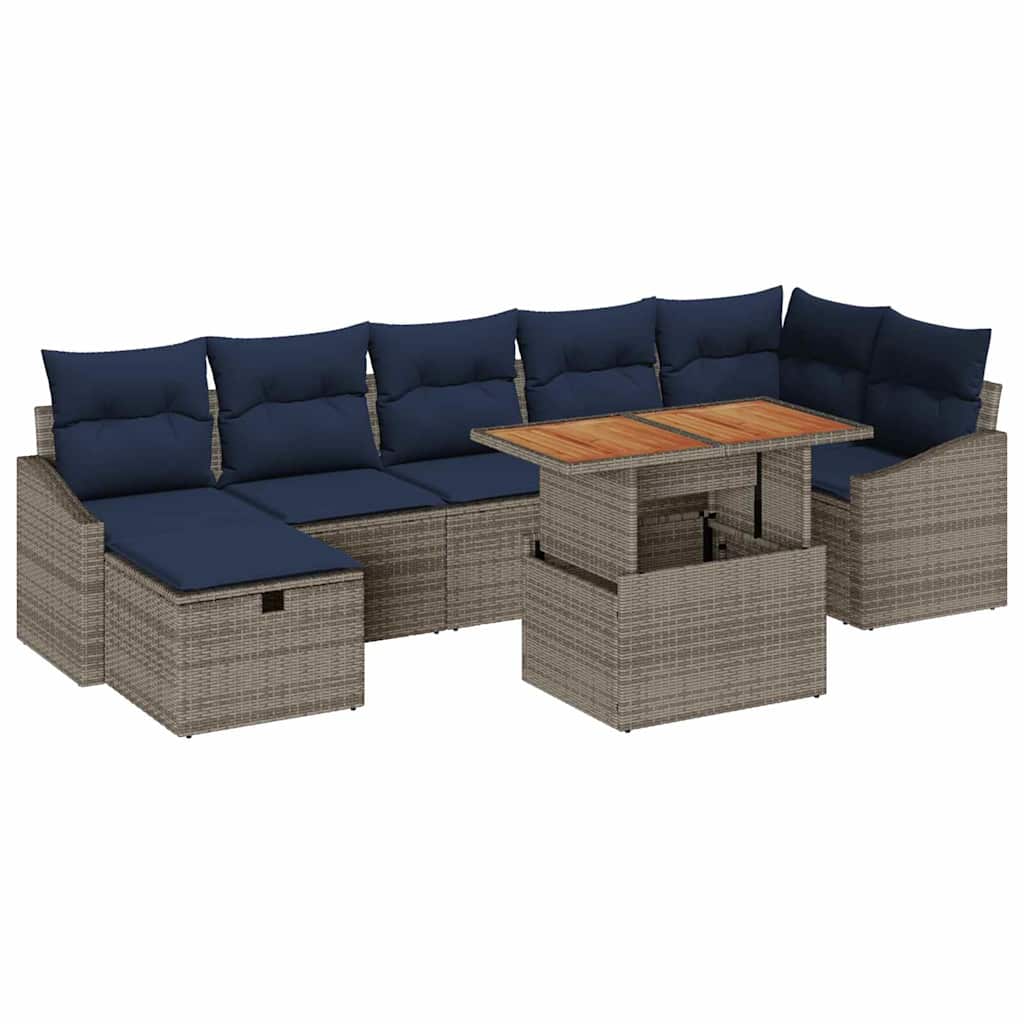 Tuin Sofa Set 8 pcs Grijs poly rattan is nu te koop bij PeponiXL, paradijselijk wonen!