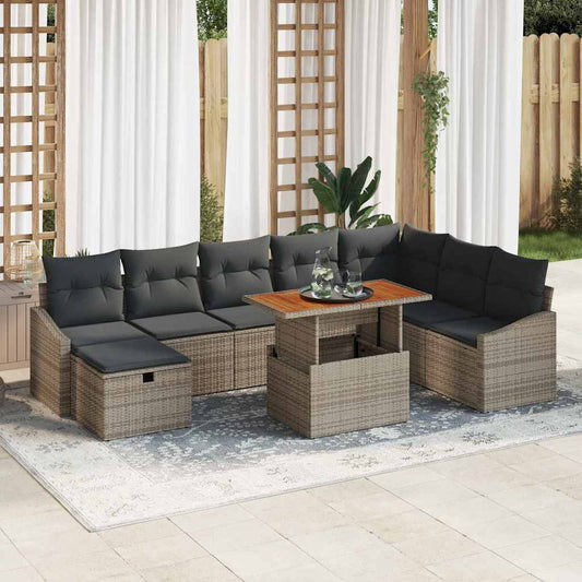 Tuin Sofa Set 9 pcs Grijs poly rattan is nu te koop bij PeponiXL, paradijselijk wonen!