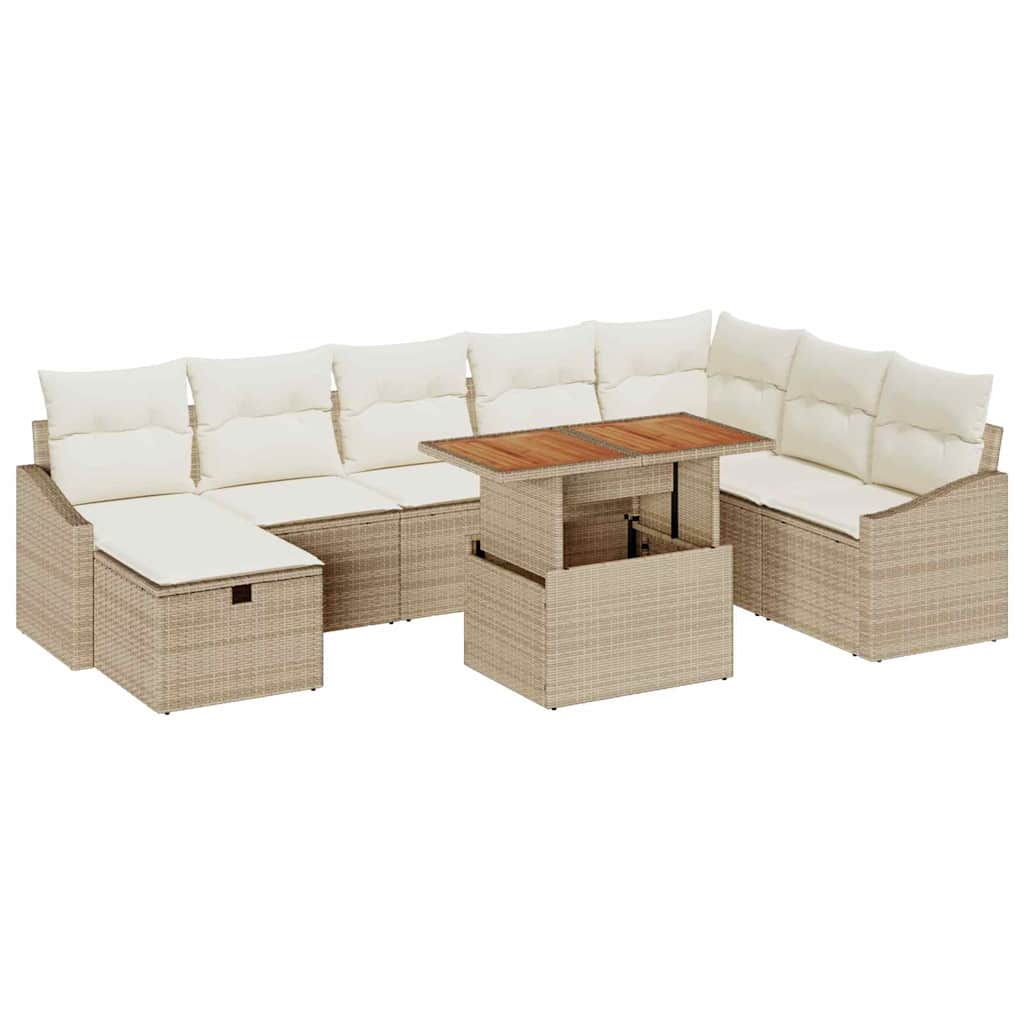 Tuin Sofa Set 9 pcs Beige poly rattan is nu te koop bij PeponiXL, paradijselijk wonen!