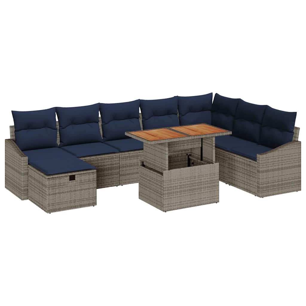 Tuin Sofa Set 9 pcs Grijs poly rattan is nu te koop bij PeponiXL, paradijselijk wonen!