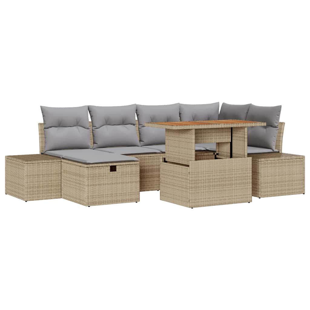 Tuin Sofa Set 7 st Beige poly rattan