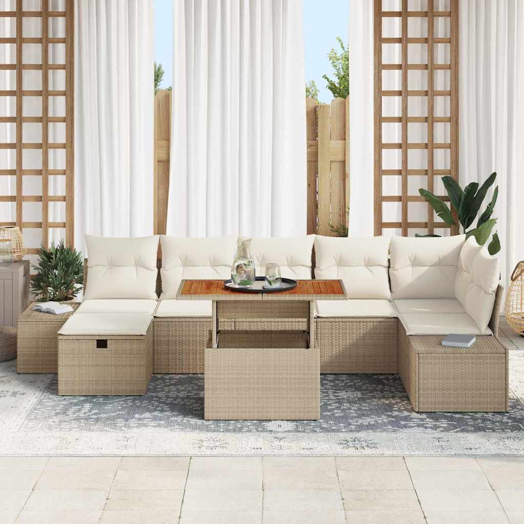Tuin Sofa Set 8 pcs Beige poly rattan is nu te koop bij PeponiXL, paradijselijk wonen!