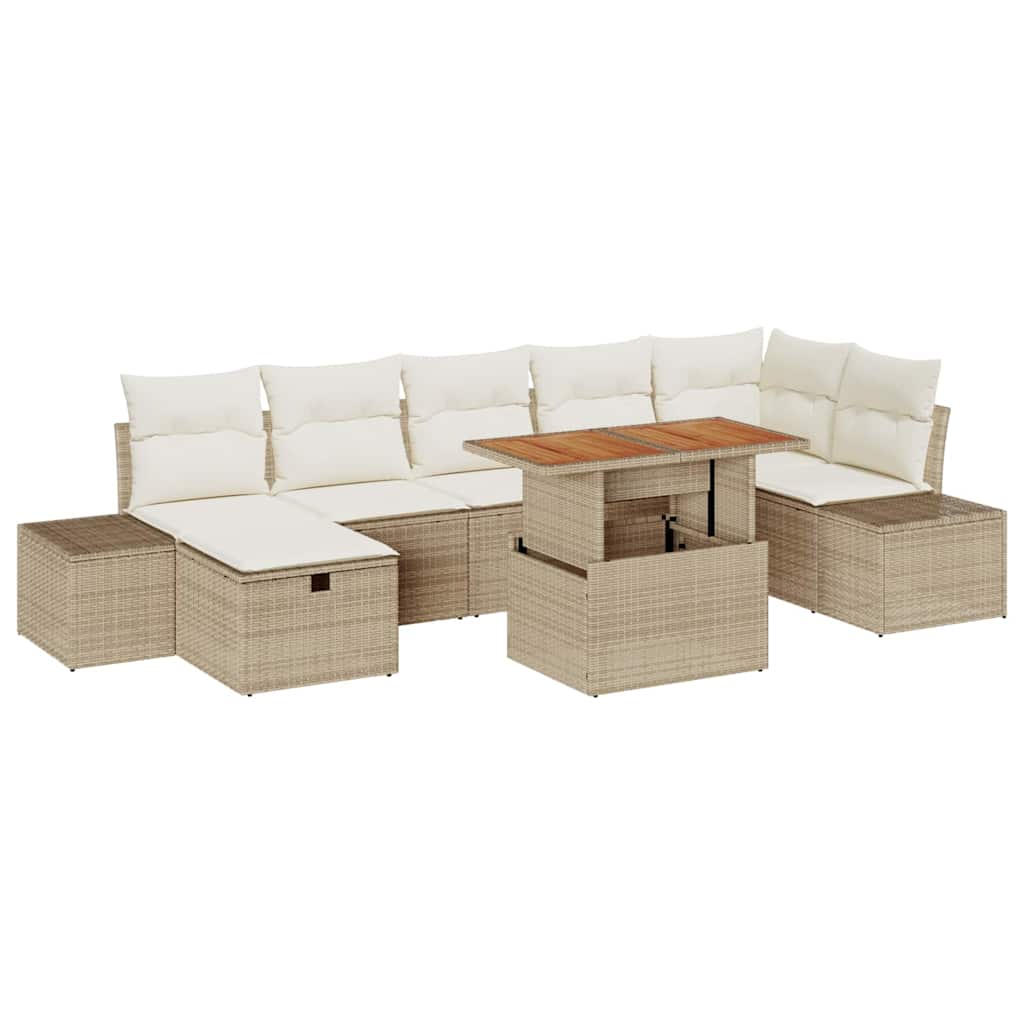 Tuin Sofa Set 8 pcs Beige poly rattan is nu te koop bij PeponiXL, paradijselijk wonen!