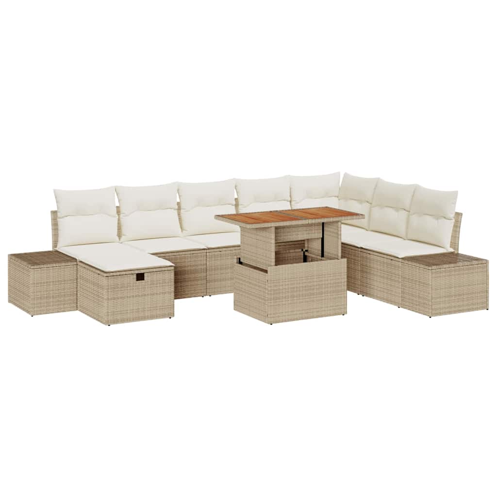 Tuin Sofa Set met opslag 9 pcs Beige Poly riet is nu te koop bij PeponiXL, paradijselijk wonen!