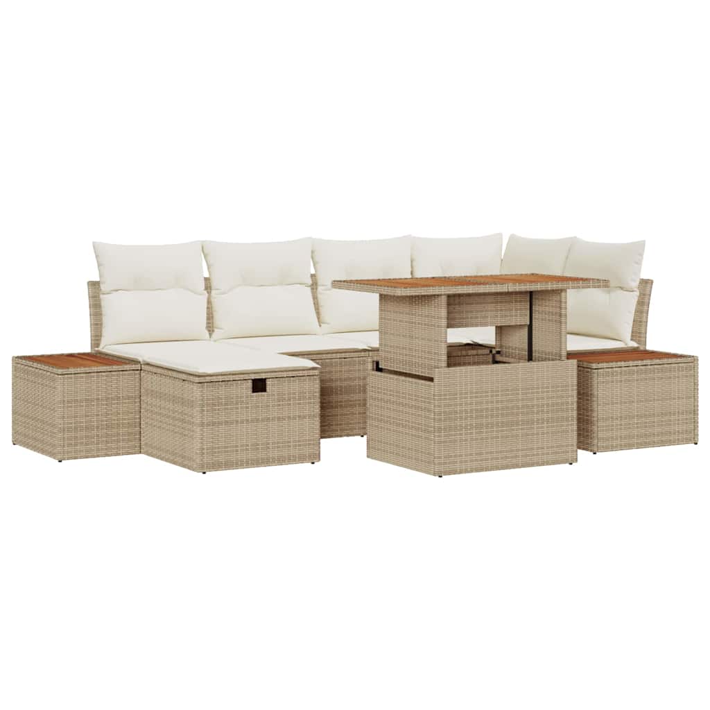 Tuin Sofa Set 7 pcs Beige poly rattan is nu te koop bij PeponiXL, paradijselijk wonen!