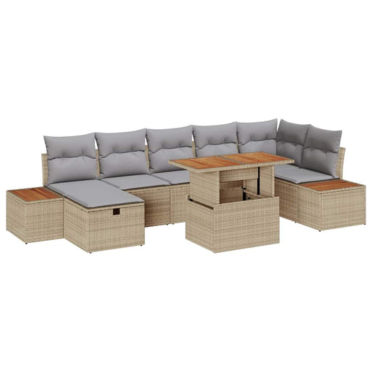 Tuin Sofa Set 8 st Beige poly rattan is nu te koop bij PeponiXL, paradijselijk wonen!