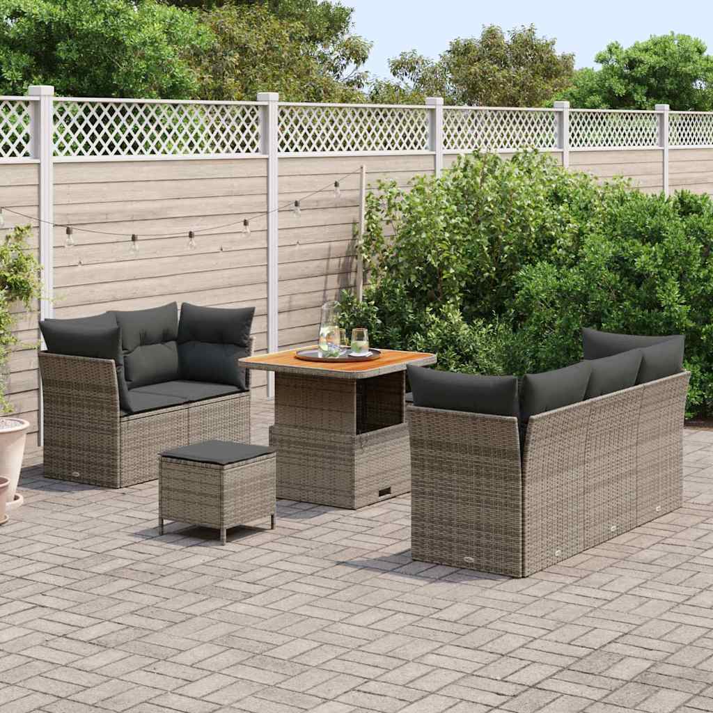 Tuin Sofa Set met kussen 8 pcs Grijs poly rattan is nu te koop bij PeponiXL, paradijselijk wonen!