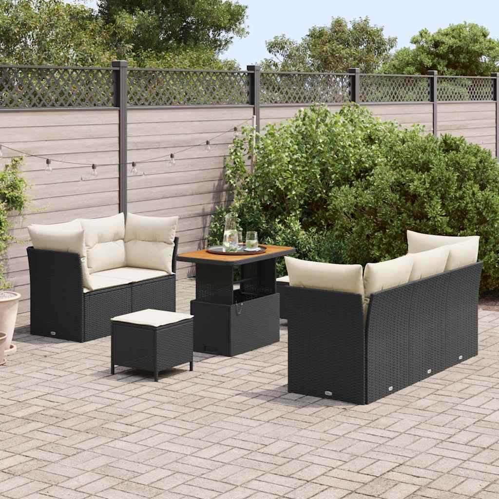Tuin Sofa Set 8 pcs Zwart poly rattan is nu te koop bij PeponiXL, paradijselijk wonen!