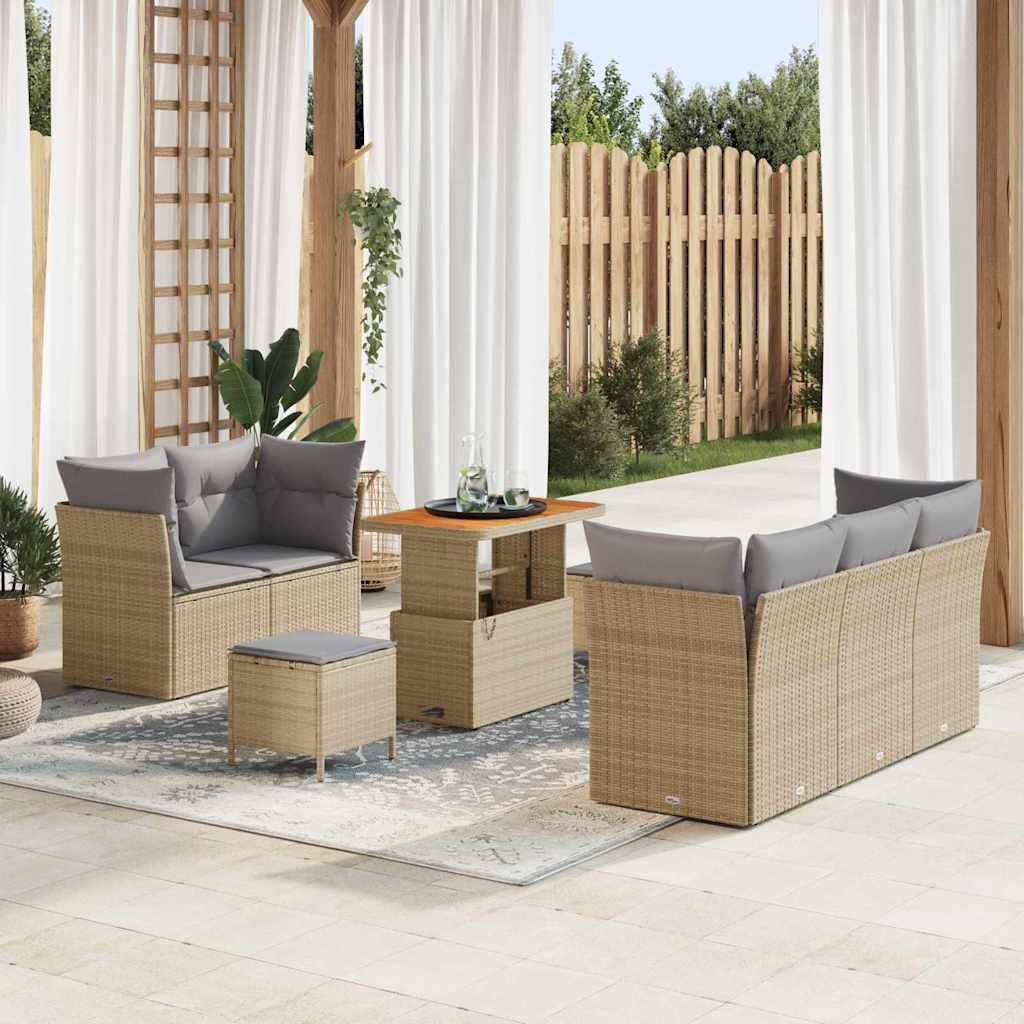 Tuin Sofa Set 8 pcs Beige poly rattan is nu te koop bij PeponiXL, paradijselijk wonen!