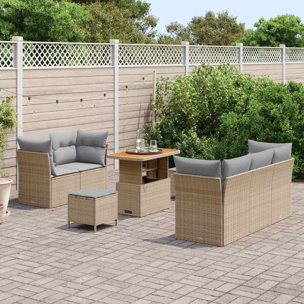 Tuin Sofa Set 8 pcs Beige poly rattan is nu te koop bij PeponiXL, paradijselijk wonen!