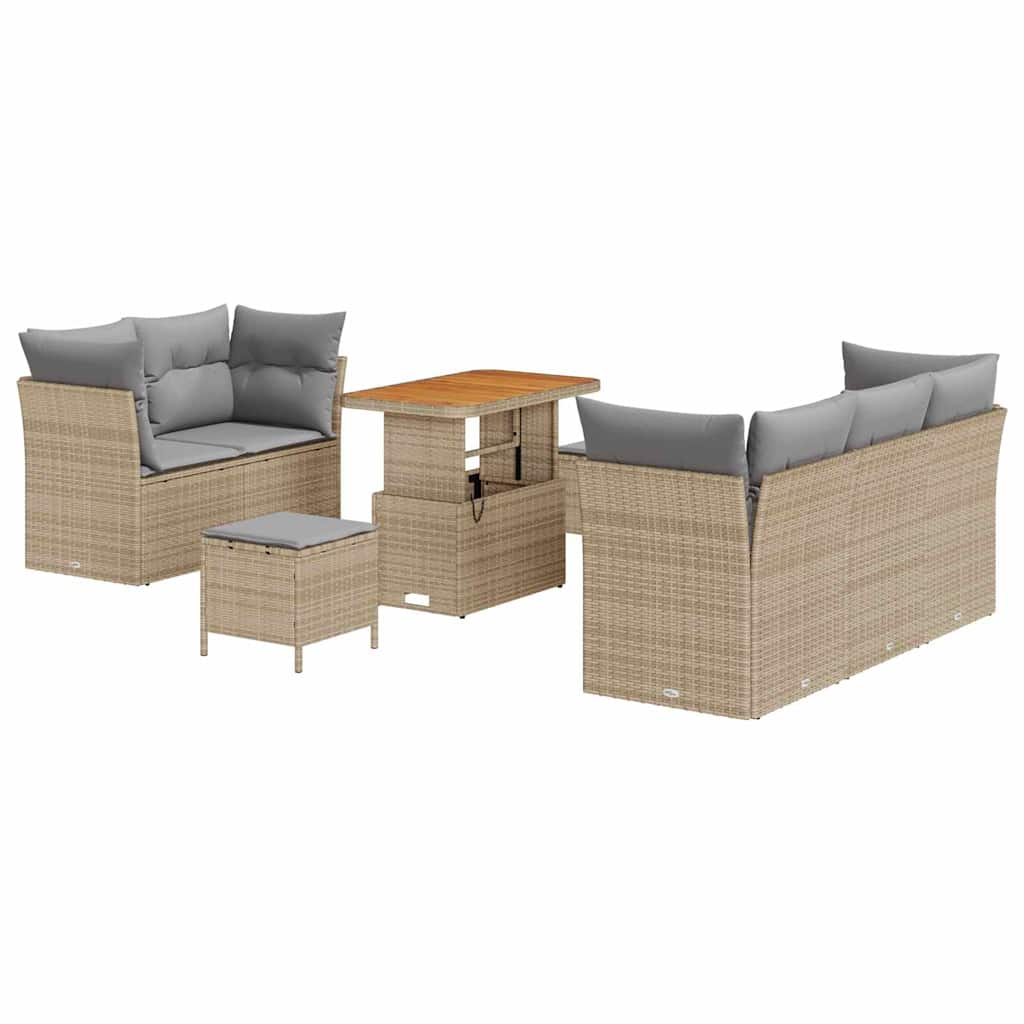 Tuin Sofa Set 8 pcs Beige poly rattan is nu te koop bij PeponiXL, paradijselijk wonen!