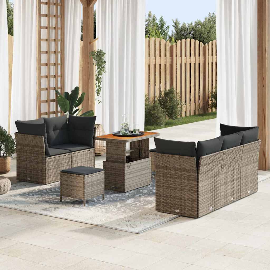 Tuin Sofa Set 8 pcs Grijs poly rattan is nu te koop bij PeponiXL, paradijselijk wonen!