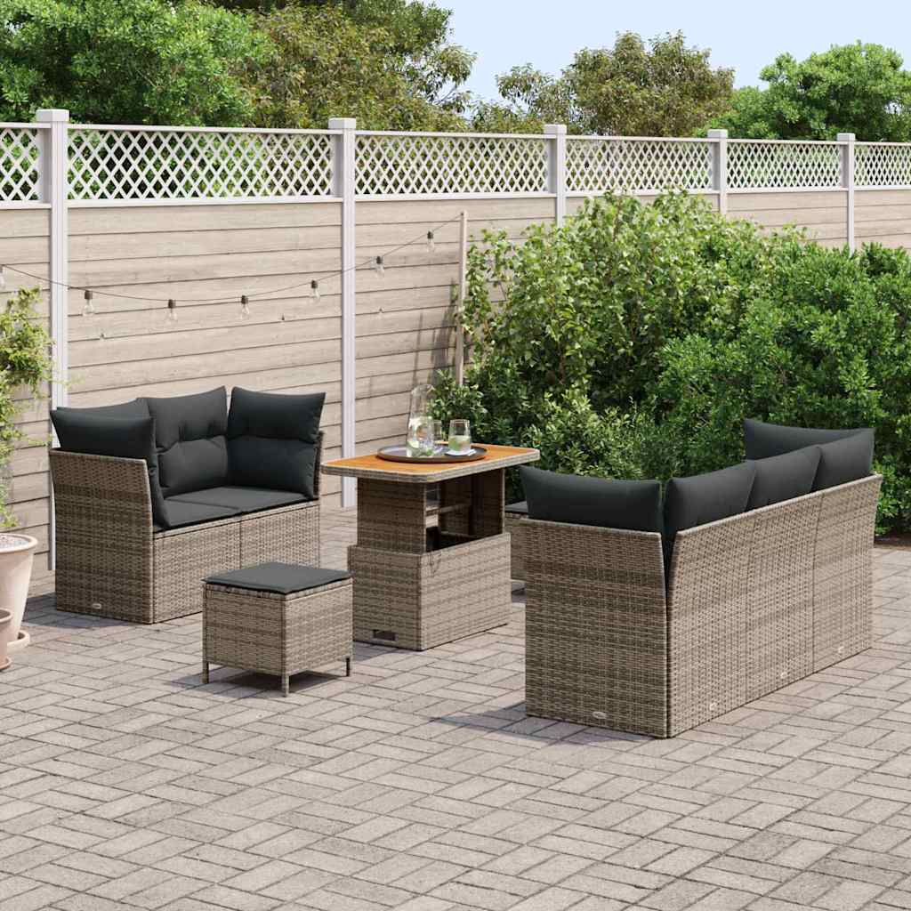 Tuin Sofa Set 8 pcs Grijs poly rattan is nu te koop bij PeponiXL, paradijselijk wonen!