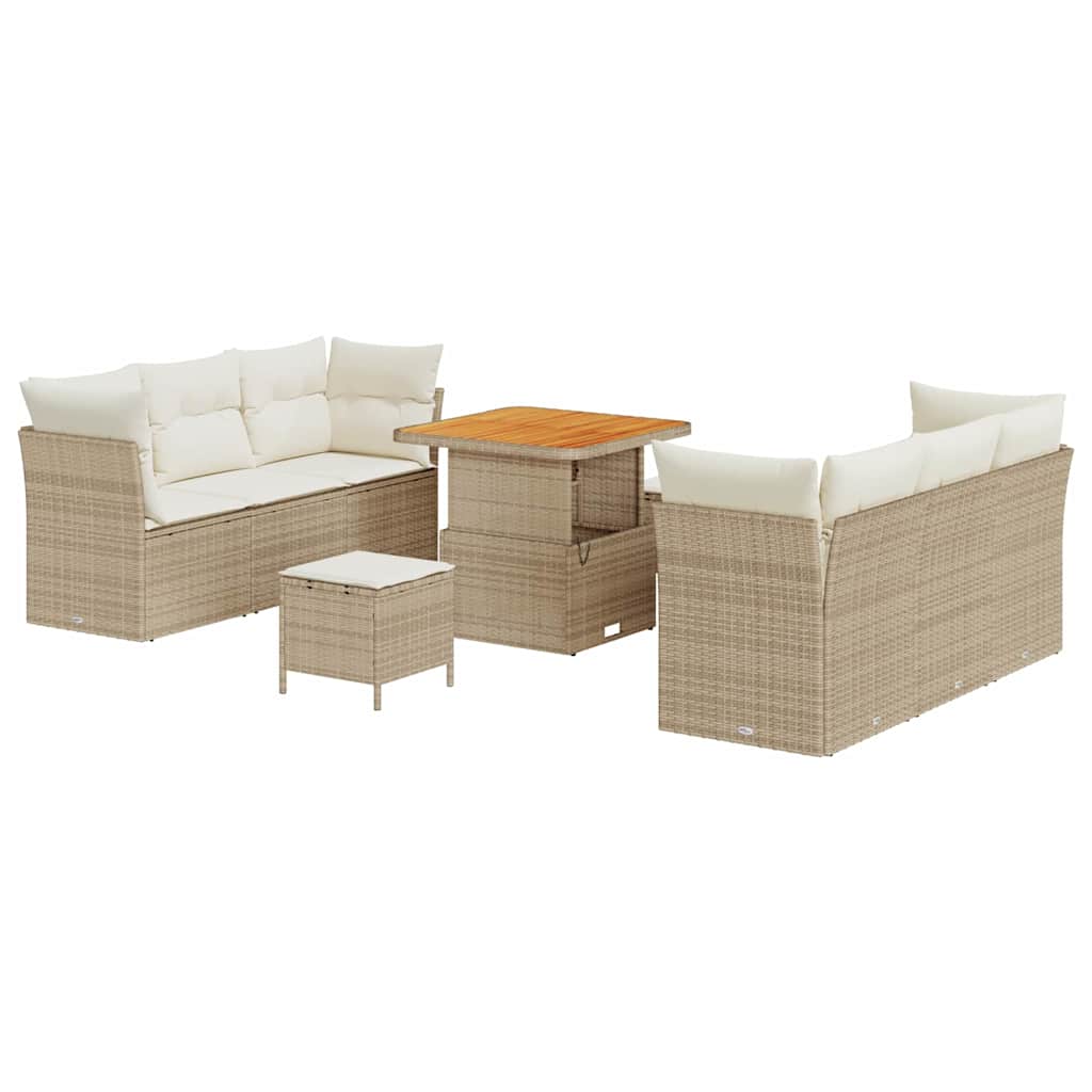 Tuin Sofa Set met kussen 9 pcs Beige poly rattan