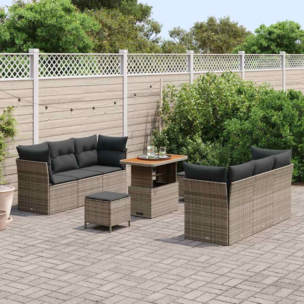 Tuin Sofa Set 9 pcs Grijs poly rattan is nu te koop bij PeponiXL, paradijselijk wonen!