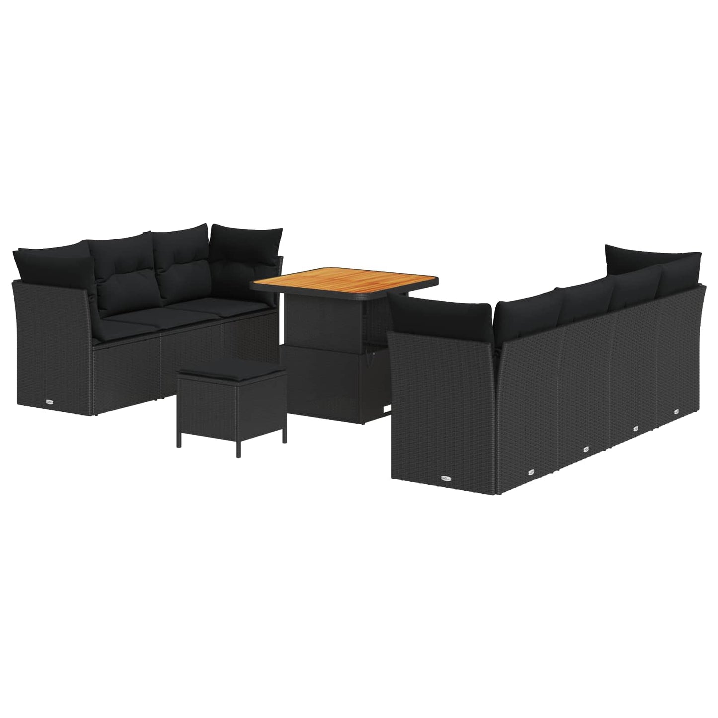 Tuinbankenset 10 pcs Zwart poly rattan is nu te koop bij PeponiXL, paradijselijk wonen!
