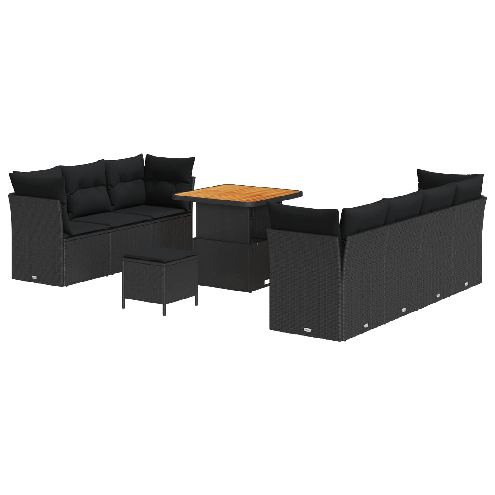 Tuinbankenset 10 pcs Zwart poly rattan is nu te koop bij PeponiXL, paradijselijk wonen!