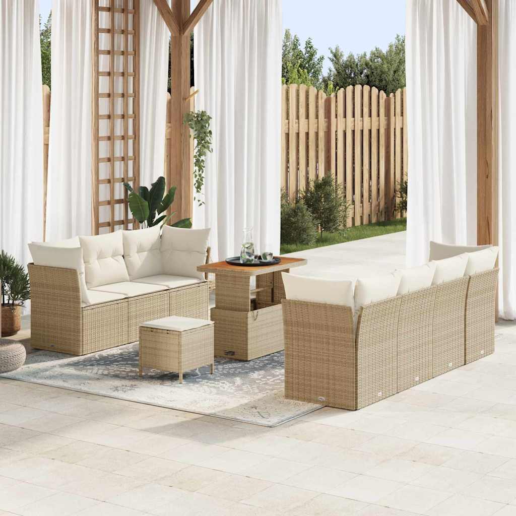 Tuinbankenset 10 pcs Beige poly rattan is nu te koop bij PeponiXL, paradijselijk wonen!