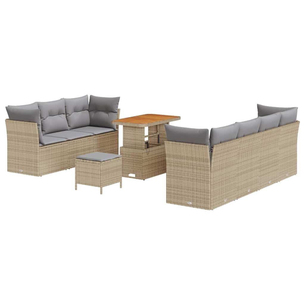 Tuinbankenset 10 pcs Beige poly rattan is nu te koop bij PeponiXL, paradijselijk wonen!