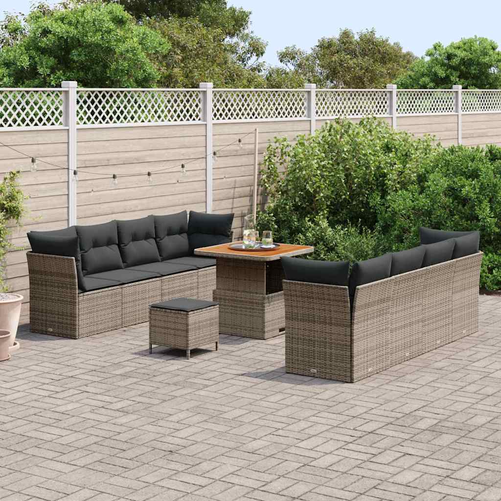 Tuinbankenset 11 pcs Grijs poly rattan is nu te koop bij PeponiXL, paradijselijk wonen!