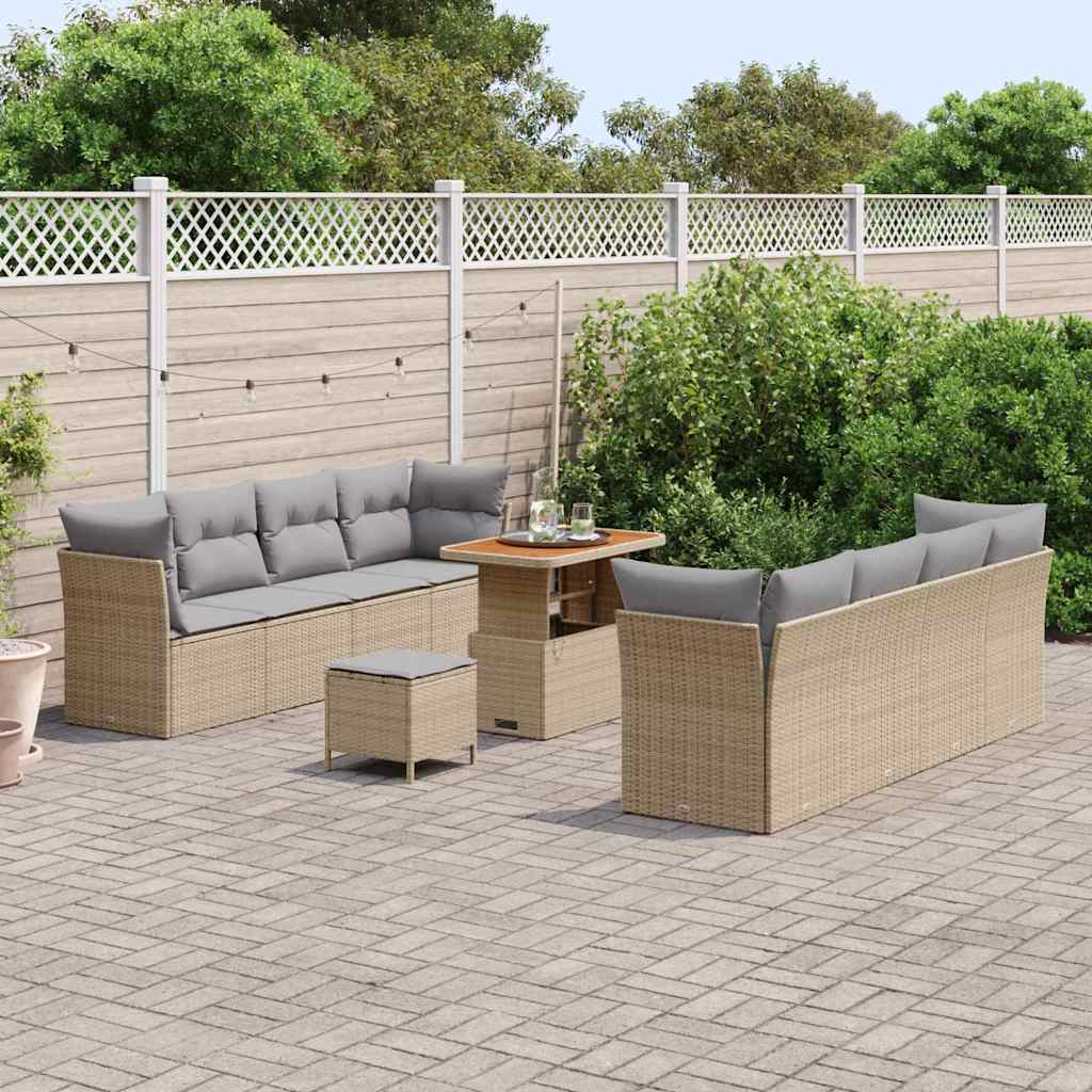 Tuinbankenset 11 pcs Beige poly rattan is nu te koop bij PeponiXL, paradijselijk wonen!
