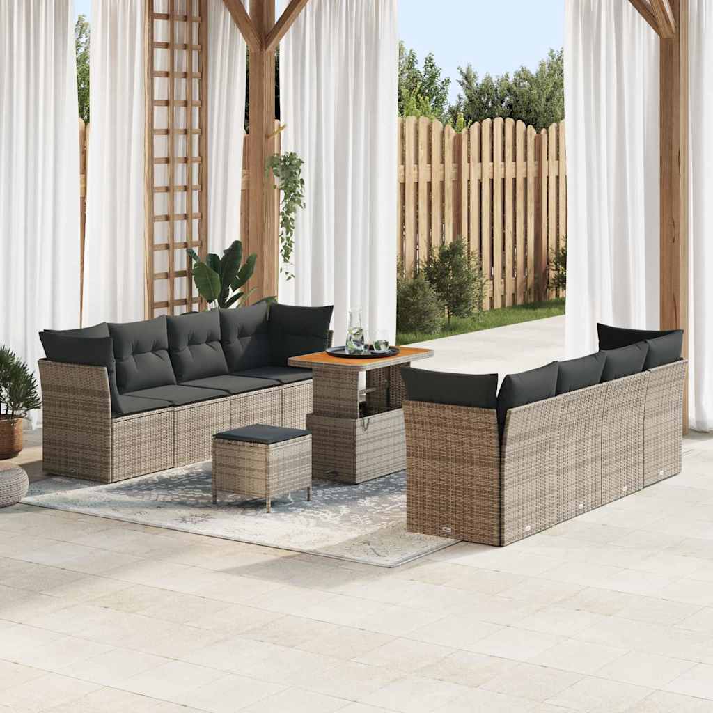 Tuinbankenset 11 pcs Grijs poly rattan is nu te koop bij PeponiXL, paradijselijk wonen!