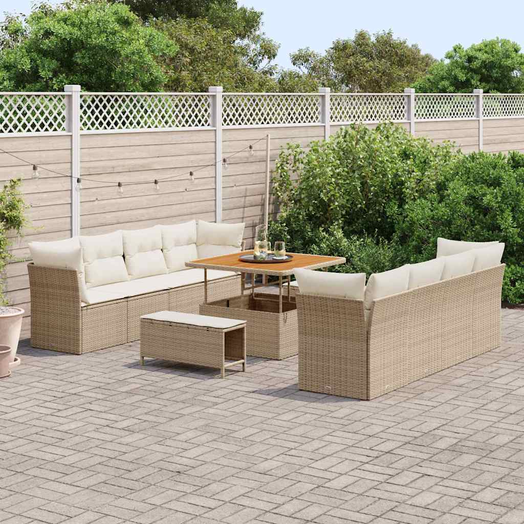 Tuinbankenset 11 pcs Beige poly rattan is nu te koop bij PeponiXL, paradijselijk wonen!