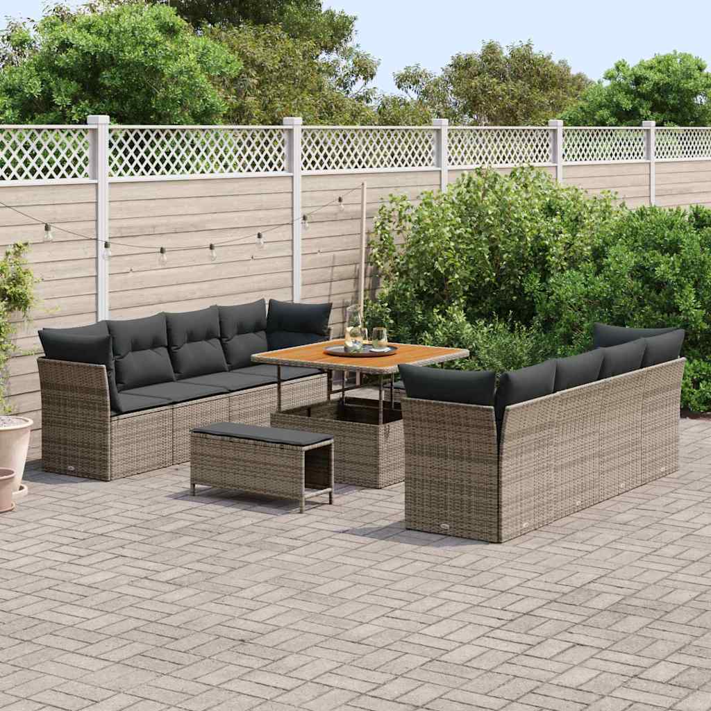 Tuinbankenset 11 pcs Grijs poly rattan is nu te koop bij PeponiXL, paradijselijk wonen!