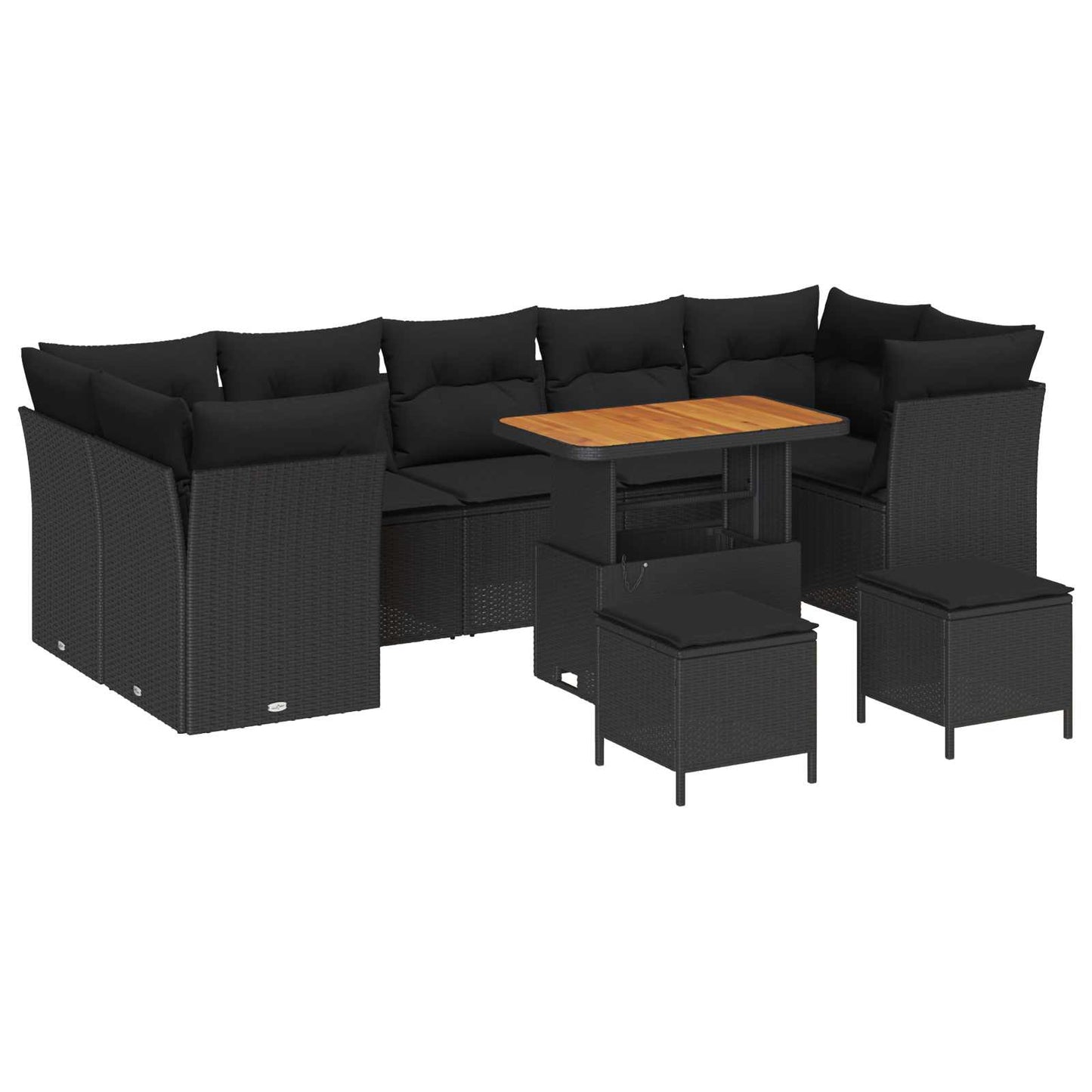 Tuinbankenset 10 pcs Zwart poly rattan is nu te koop bij PeponiXL, paradijselijk wonen!