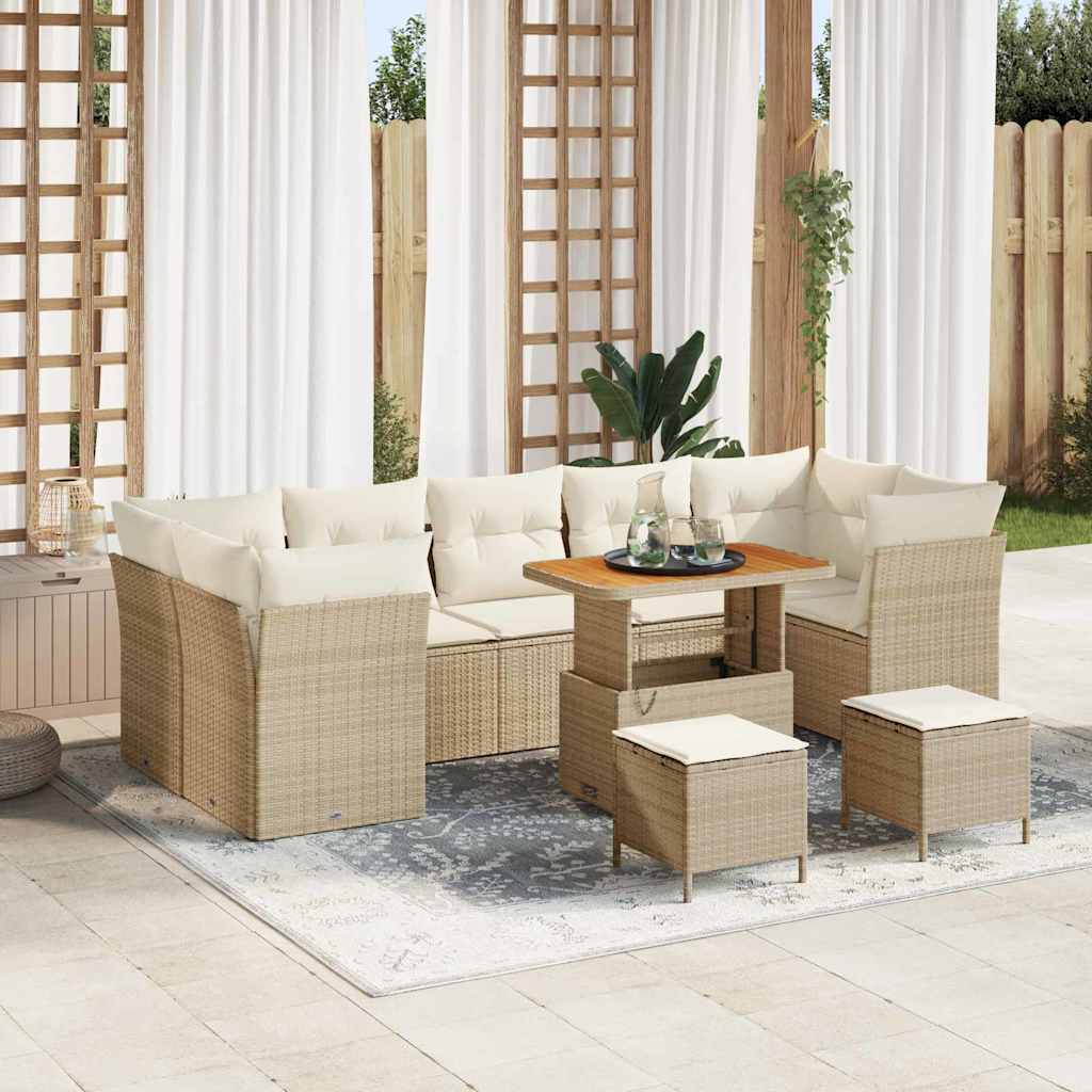 Tuinbankenset 10 pcs Beige poly rattan is nu te koop bij PeponiXL, paradijselijk wonen!