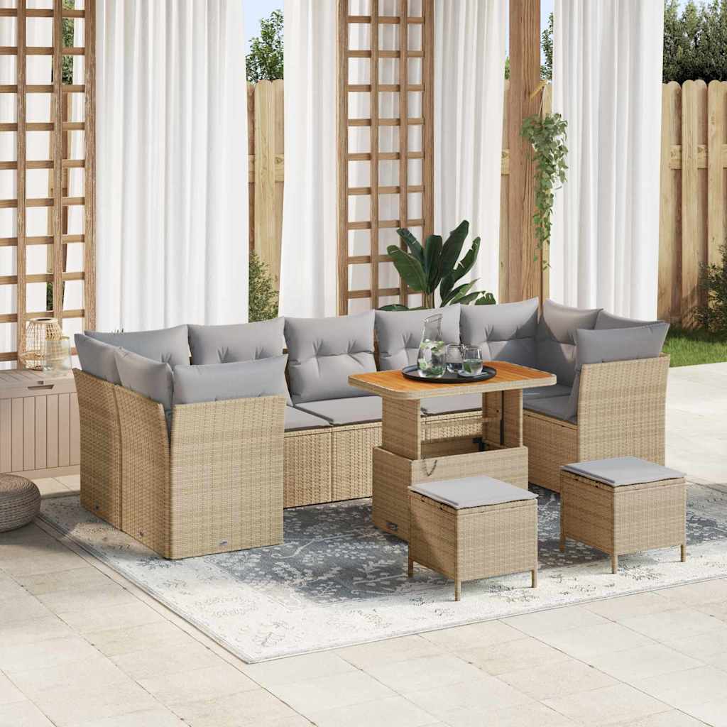 Tuinbankenset 10 pcs Beige poly rattan is nu te koop bij PeponiXL, paradijselijk wonen!