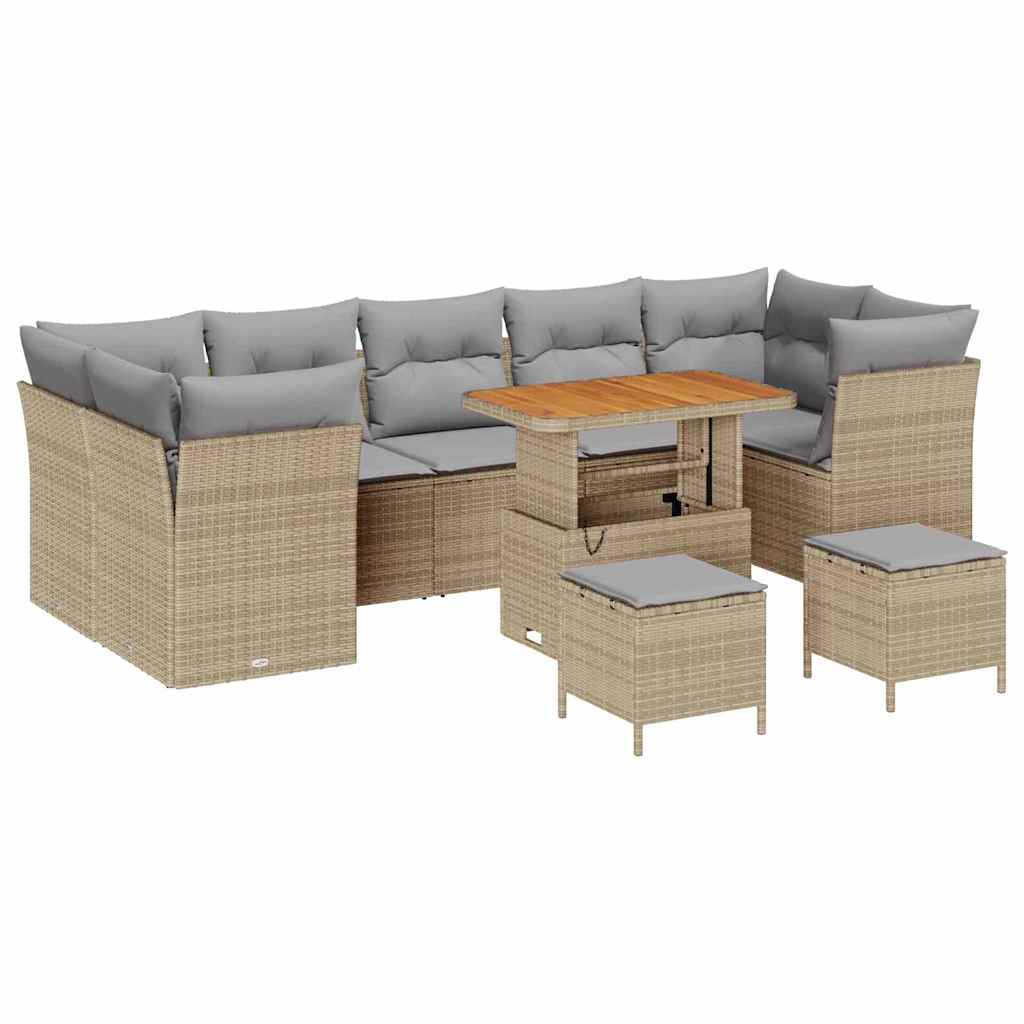 Tuinbankenset 10 pcs Beige poly rattan is nu te koop bij PeponiXL, paradijselijk wonen!