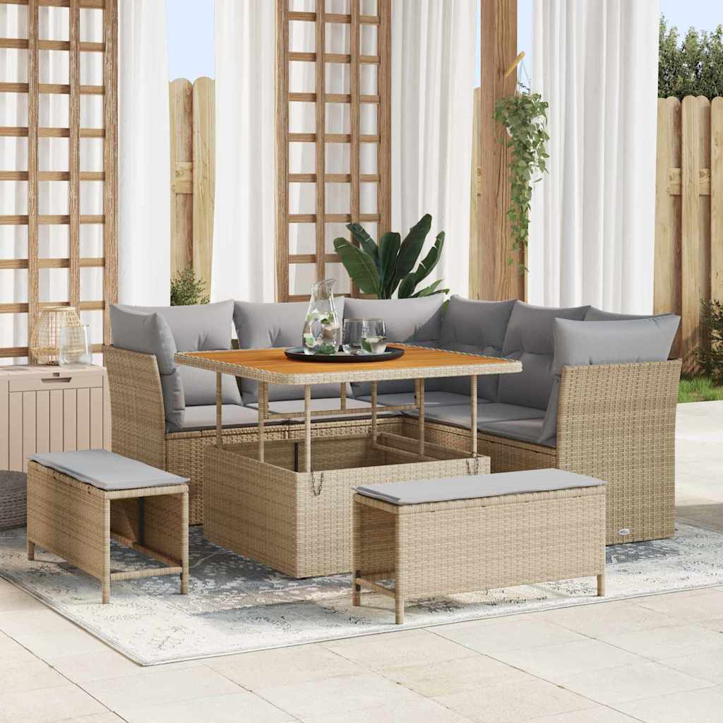 Tuinbankenset 8 pcs Beige poly rattan is nu te koop bij PeponiXL, paradijselijk wonen!