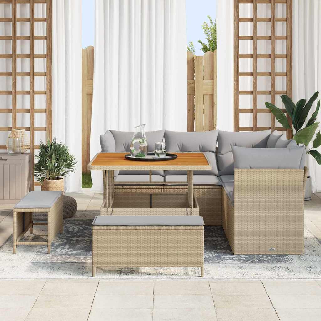 Tuinbankenset 8 pcs Beige poly rattan is nu te koop bij PeponiXL, paradijselijk wonen!