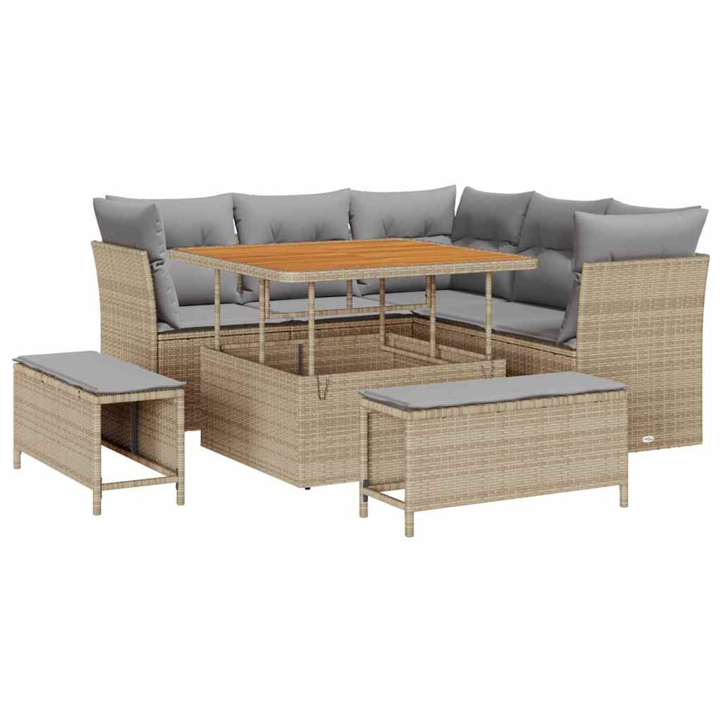 Tuinbankenset 8 pcs Beige poly rattan is nu te koop bij PeponiXL, paradijselijk wonen!