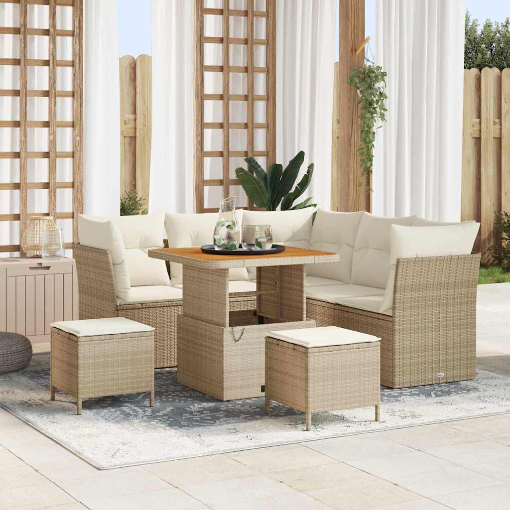 Tuinbankenset 8 pcs Beige poly rattan is nu te koop bij PeponiXL, paradijselijk wonen!