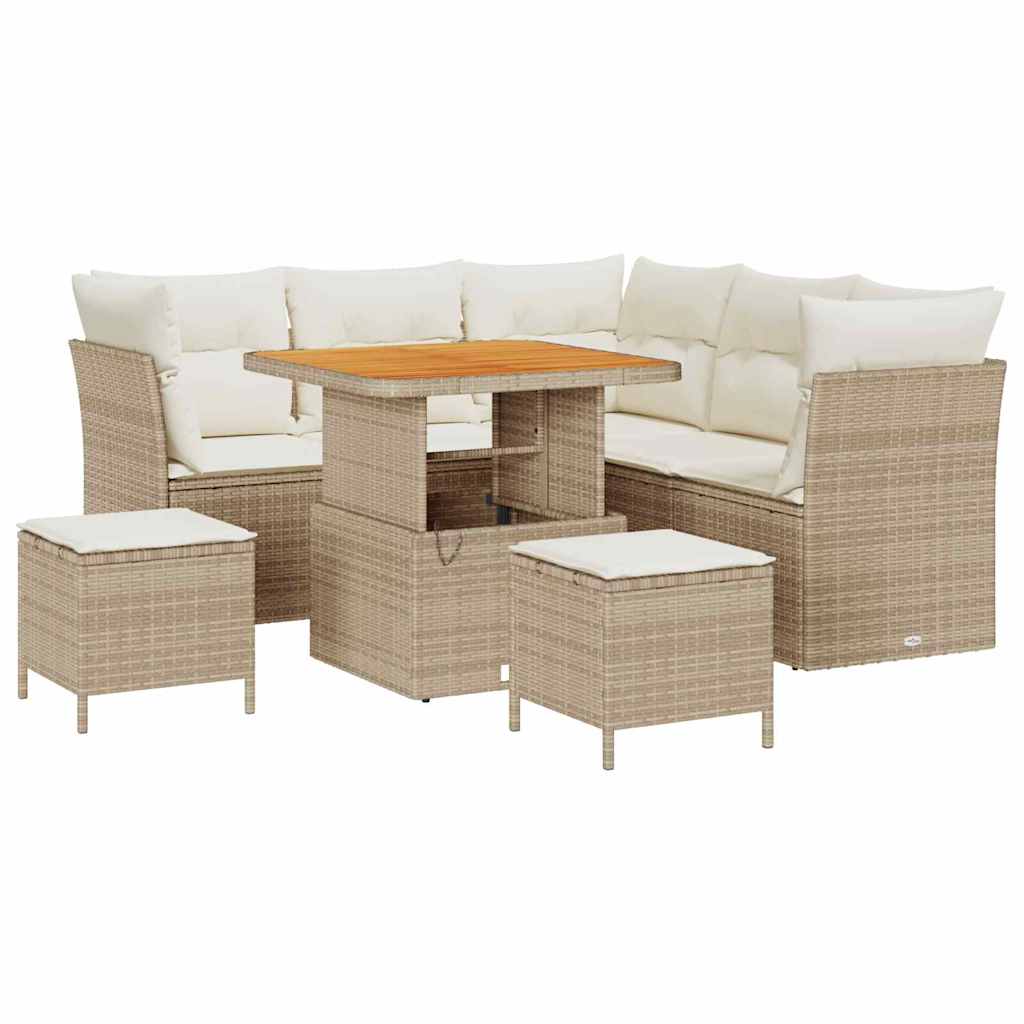 Tuinbankenset 8 pcs Beige poly rattan is nu te koop bij PeponiXL, paradijselijk wonen!